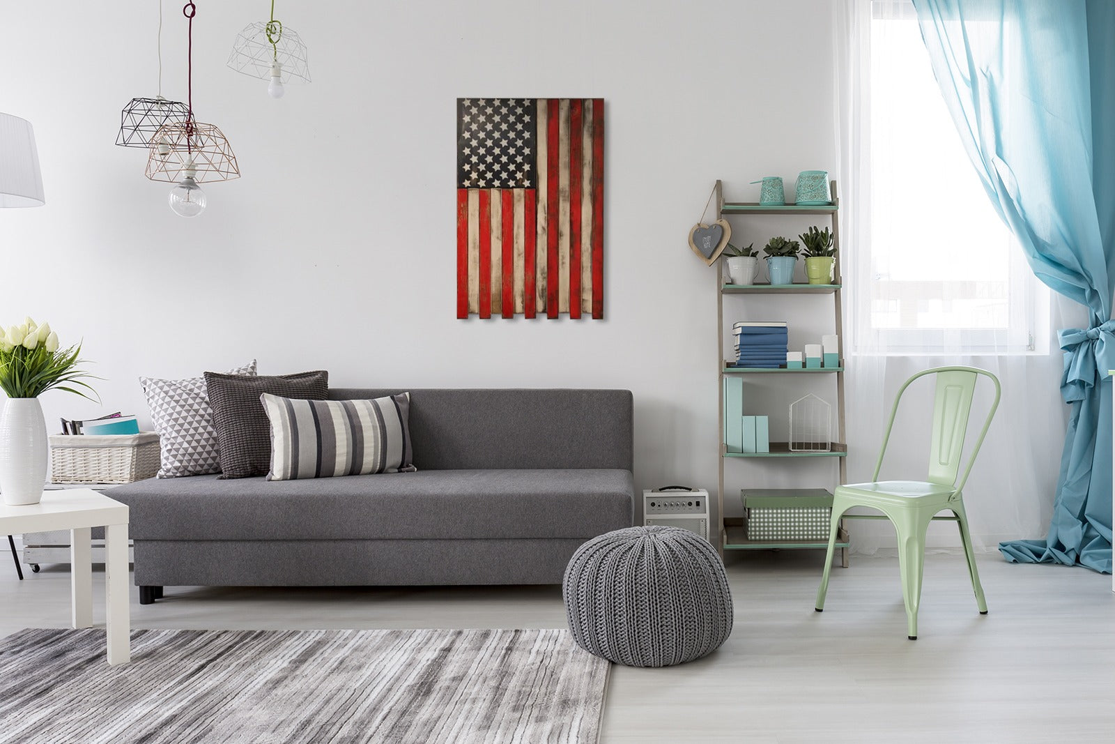 Long Slim “Half” American Flag Wooden Gun Storage Case