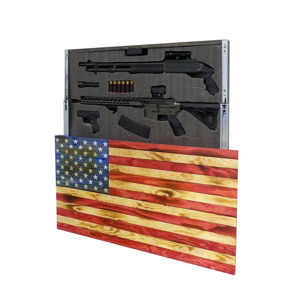 AMERICAN FLAG CONCEALMENT CABINET - TORCHED RWB