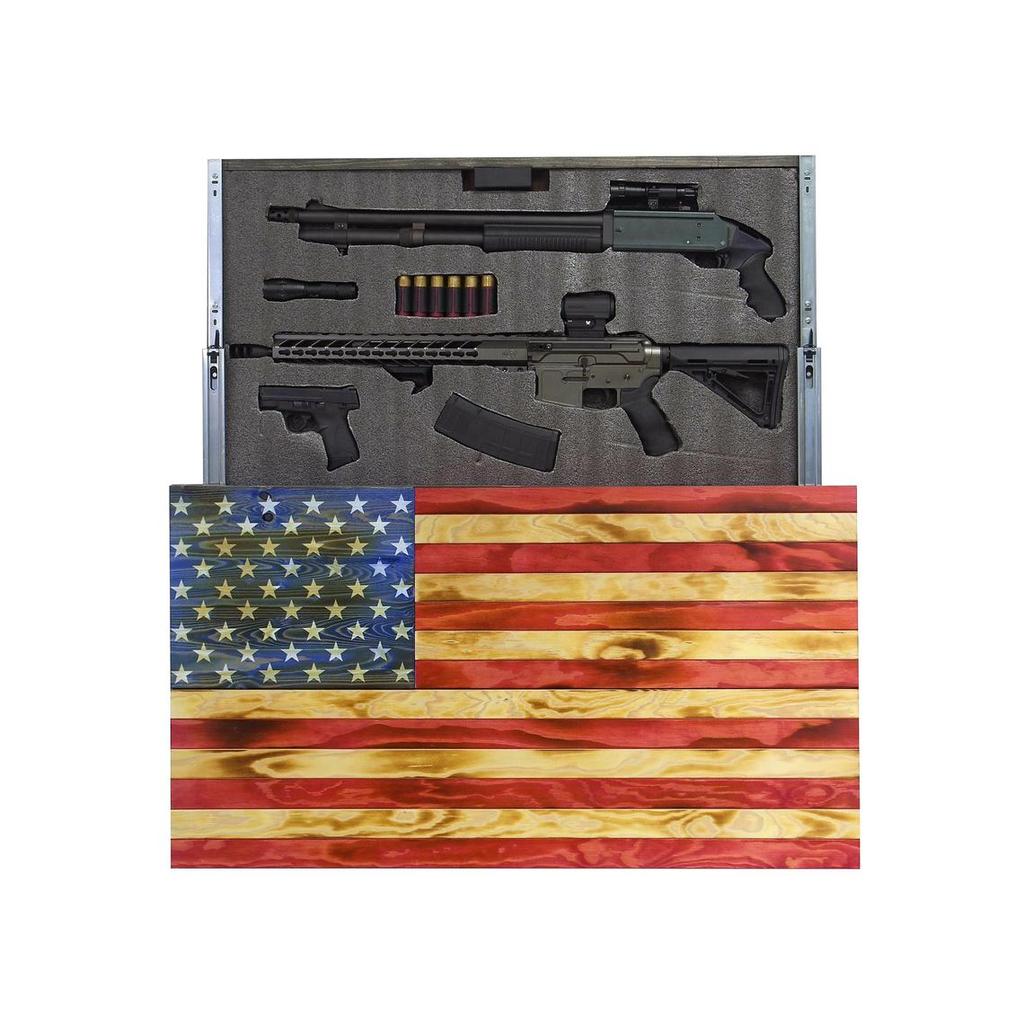 AMERICAN FLAG CONCEALMENT CABINET - TORCHED RWB