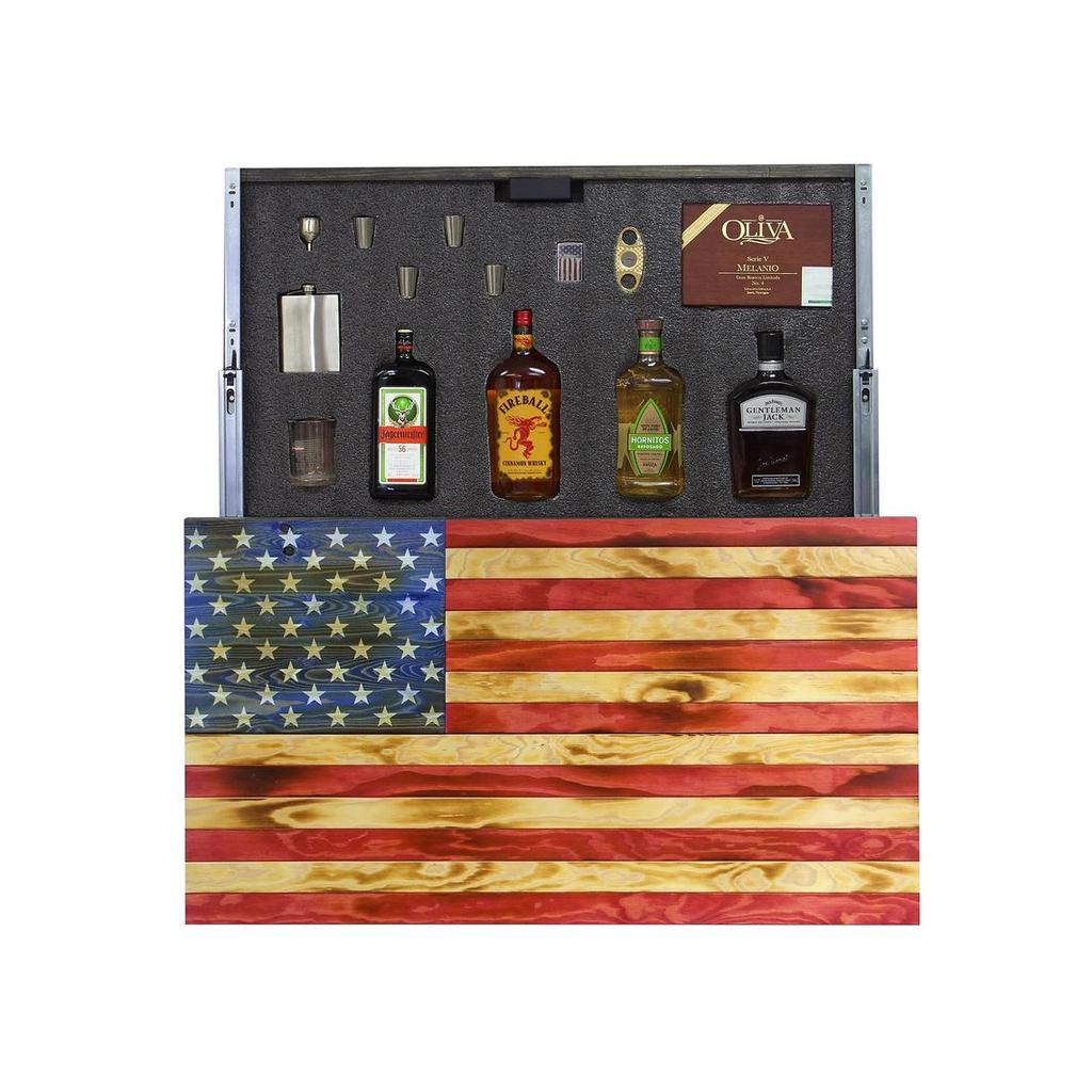 AMERICAN FLAG CONCEALMENT CABINET - TORCHED RWB