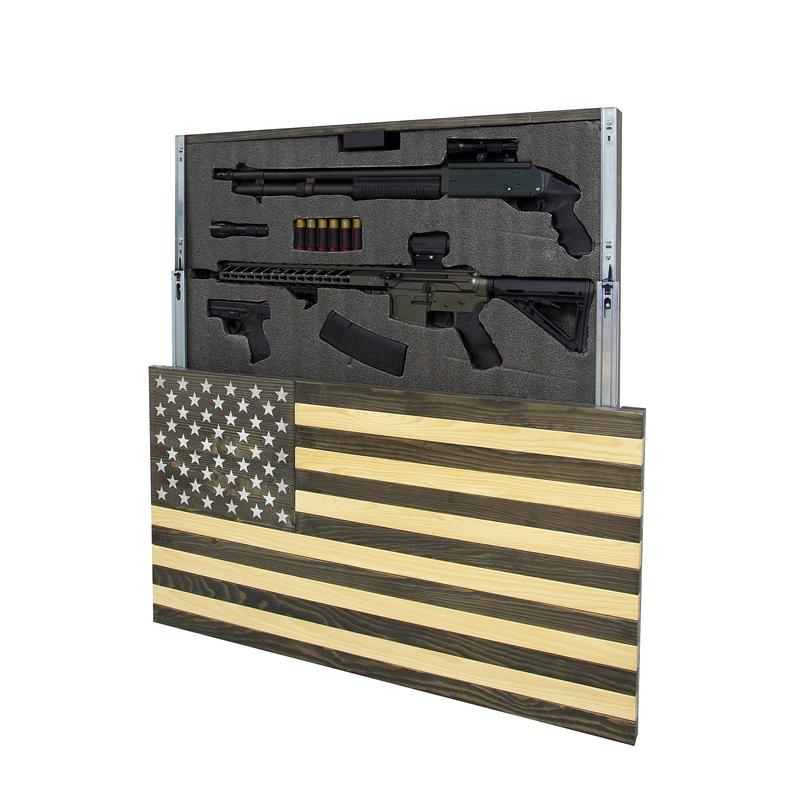 AMERICAN FLAG CONCEALMENT CABINET - BLACK AND WHITE