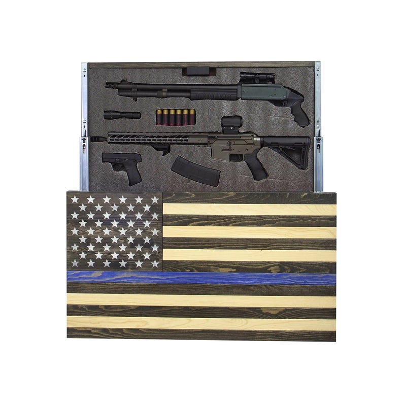 AMERICAN FLAG CONCEALMENT CABINET - BLUE LINE
