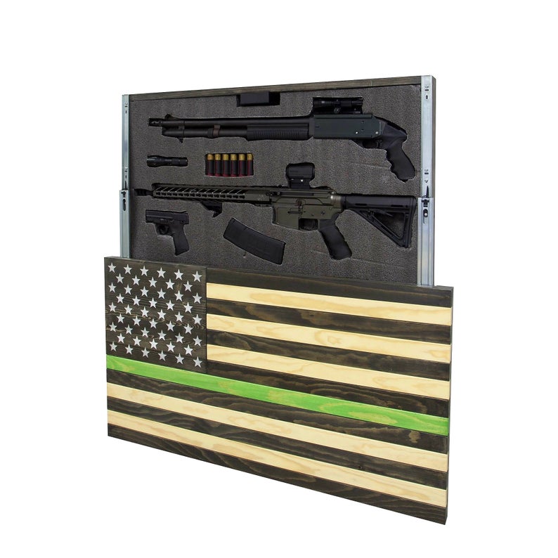 AMERICAN FLAG CONCEALMENT CABINET - GREEN LINE
