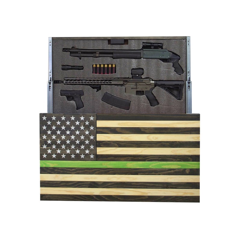 AMERICAN FLAG CONCEALMENT CABINET - GREEN LINE