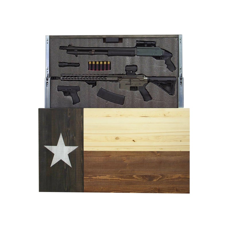 TEXAS FLAG CONCEALMENT CABINET - RUSTIC