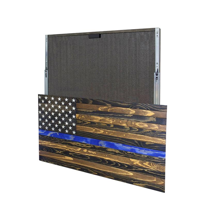 AMERICAN FLAG CONCEALMENT CABINET - Dark Rustic Blueline American Flag
