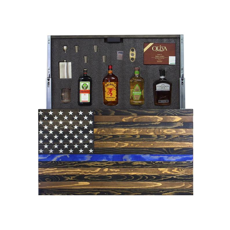 AMERICAN FLAG CONCEALMENT CABINET - Dark Rustic Blueline American Flag