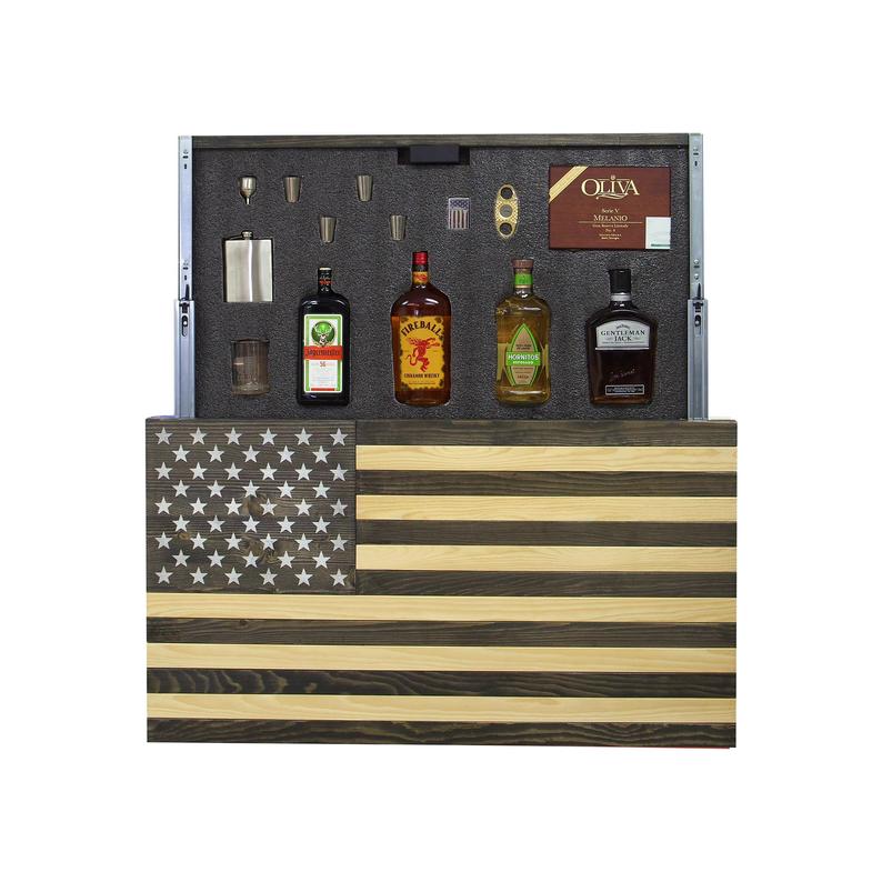 AMERICAN FLAG CONCEALMENT CABINET - BLACK AND WHITE
