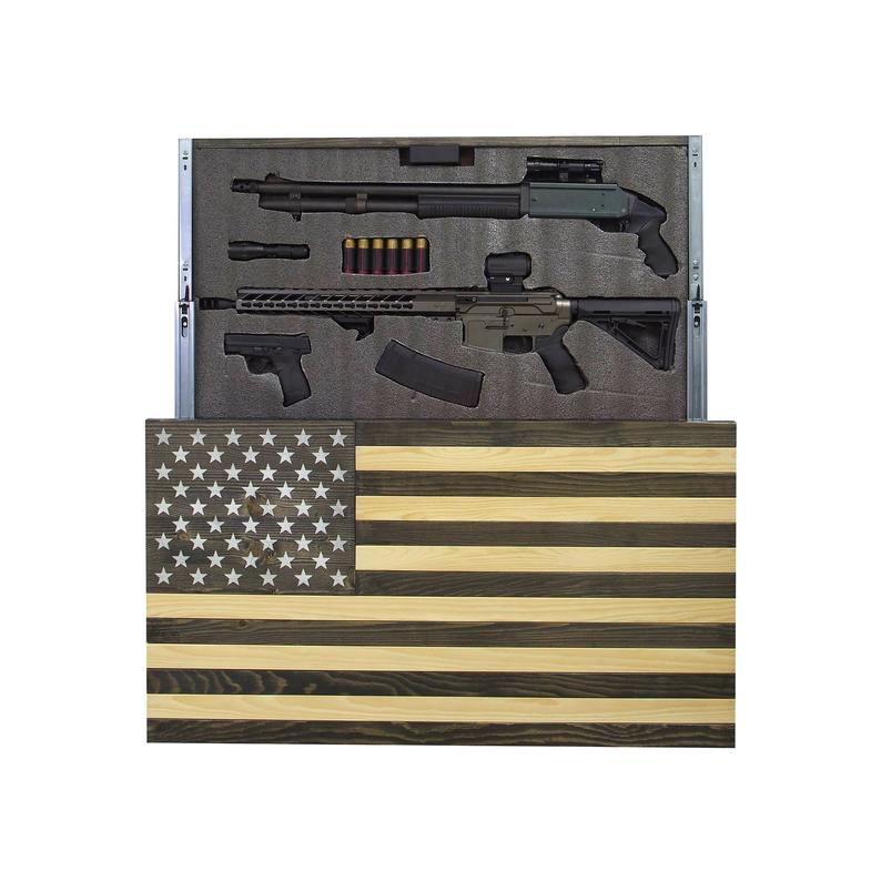 AMERICAN FLAG CONCEALMENT CABINET - BLACK AND WHITE