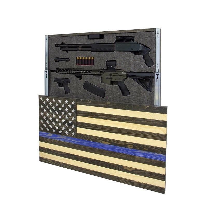 AMERICAN FLAG CONCEALMENT CABINET - BLUE LINE