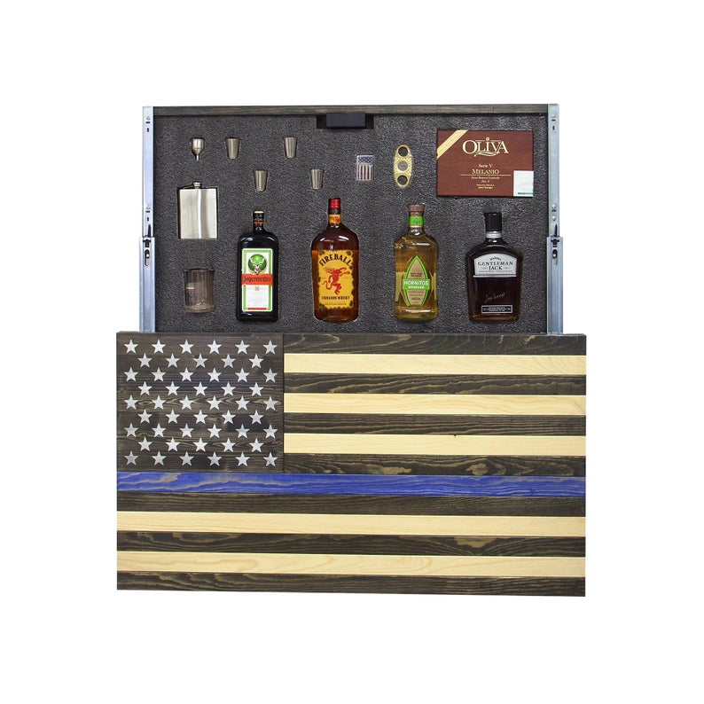 AMERICAN FLAG CONCEALMENT CABINET - BLUE LINE