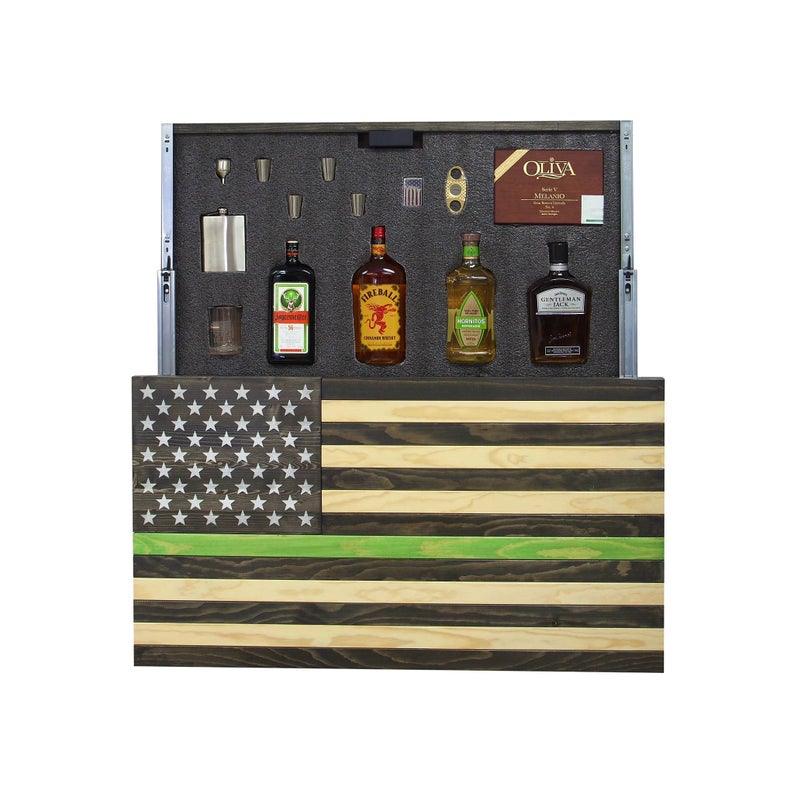 AMERICAN FLAG CONCEALMENT CABINET - GREEN LINE