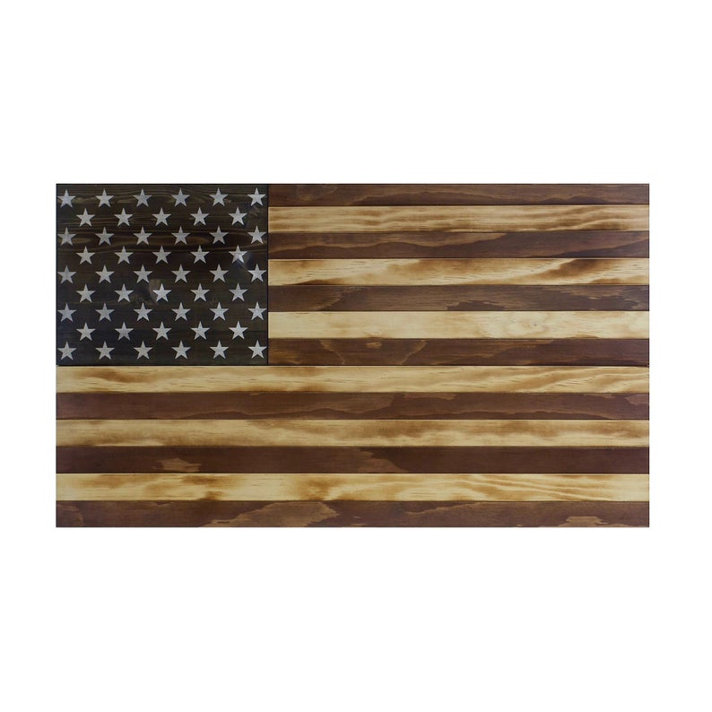 AMERICAN FLAG CONCEALMENT CABINET - TORCHED RUSTIC AMERICAN
