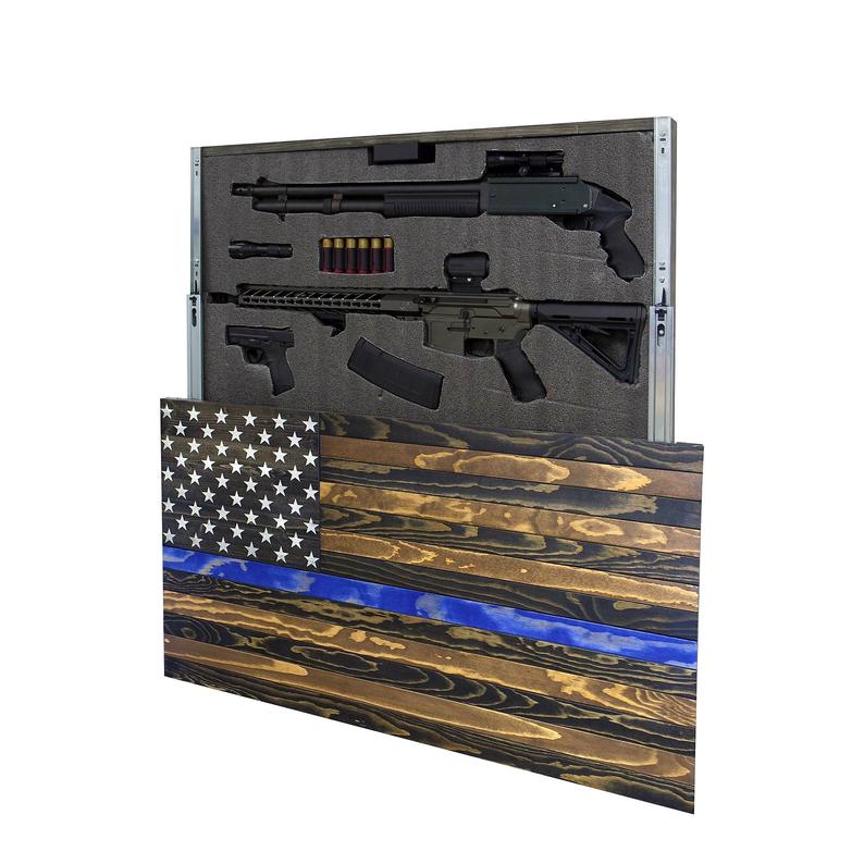 AMERICAN FLAG CONCEALMENT CABINET - Dark Rustic Blueline American Flag
