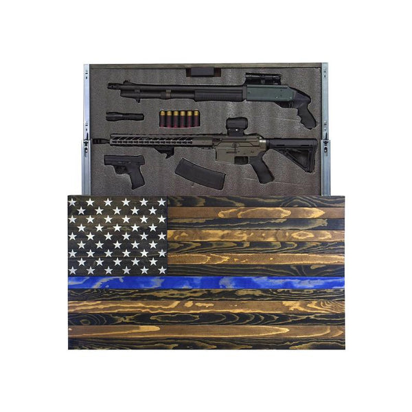 AMERICAN FLAG CONCEALMENT CABINET - Dark Rustic Blueline American Flag