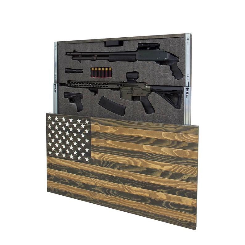 AMERICAN FLAG CONCEALMENT CABINET - DARK BROWN