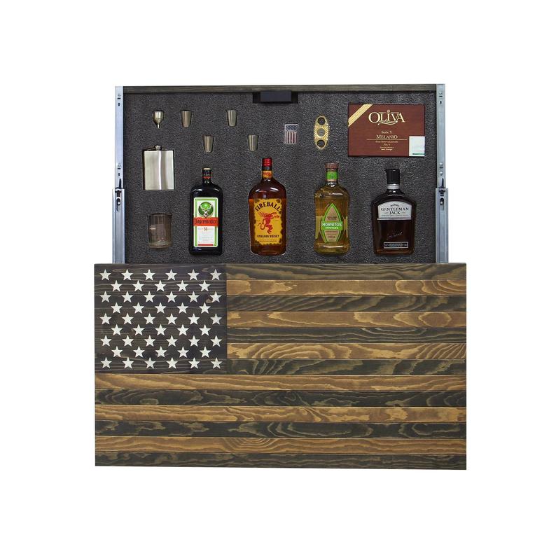AMERICAN FLAG CONCEALMENT CABINET - DARK BROWN