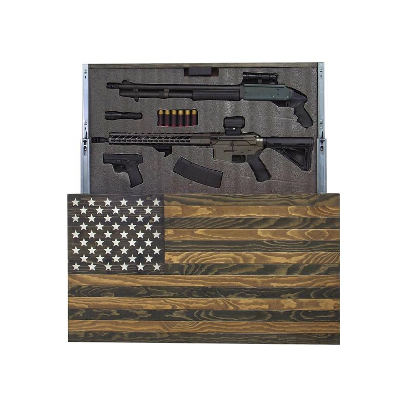 AMERICAN FLAG CONCEALMENT CABINET - DARK BROWN