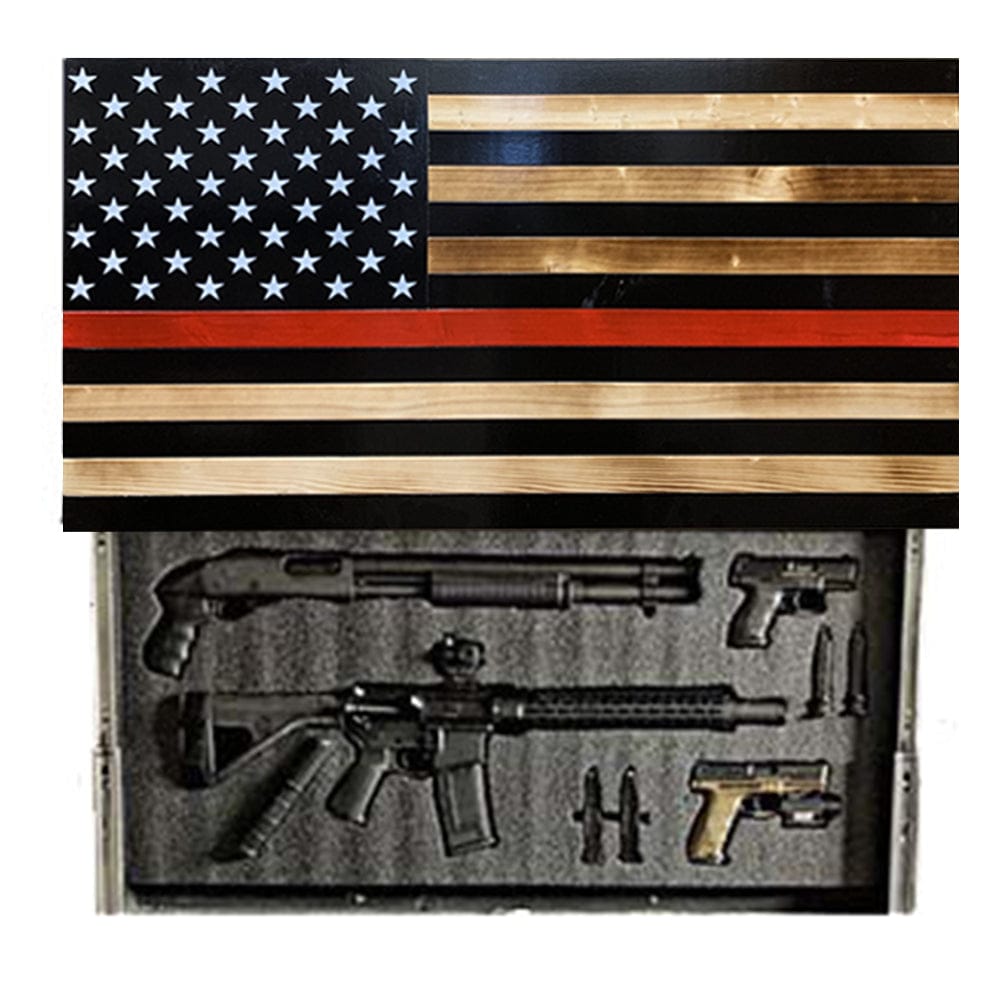 Black Burnt Red Line Concealment Flag