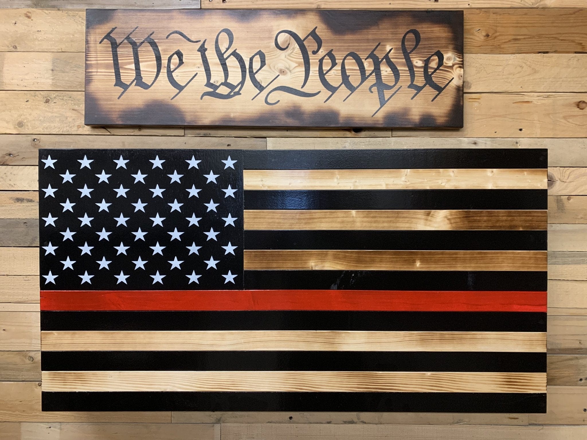 Black Burnt Red Line Concealment Flag