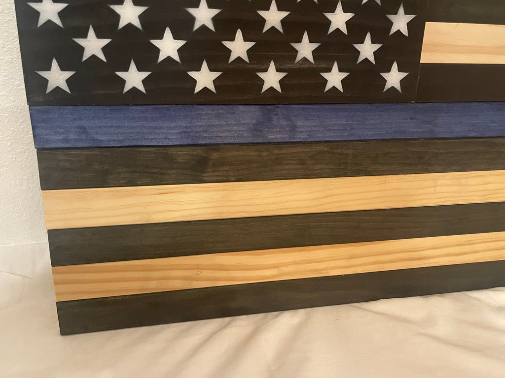 American Flag Blue Line Long Rifle 40" Inside