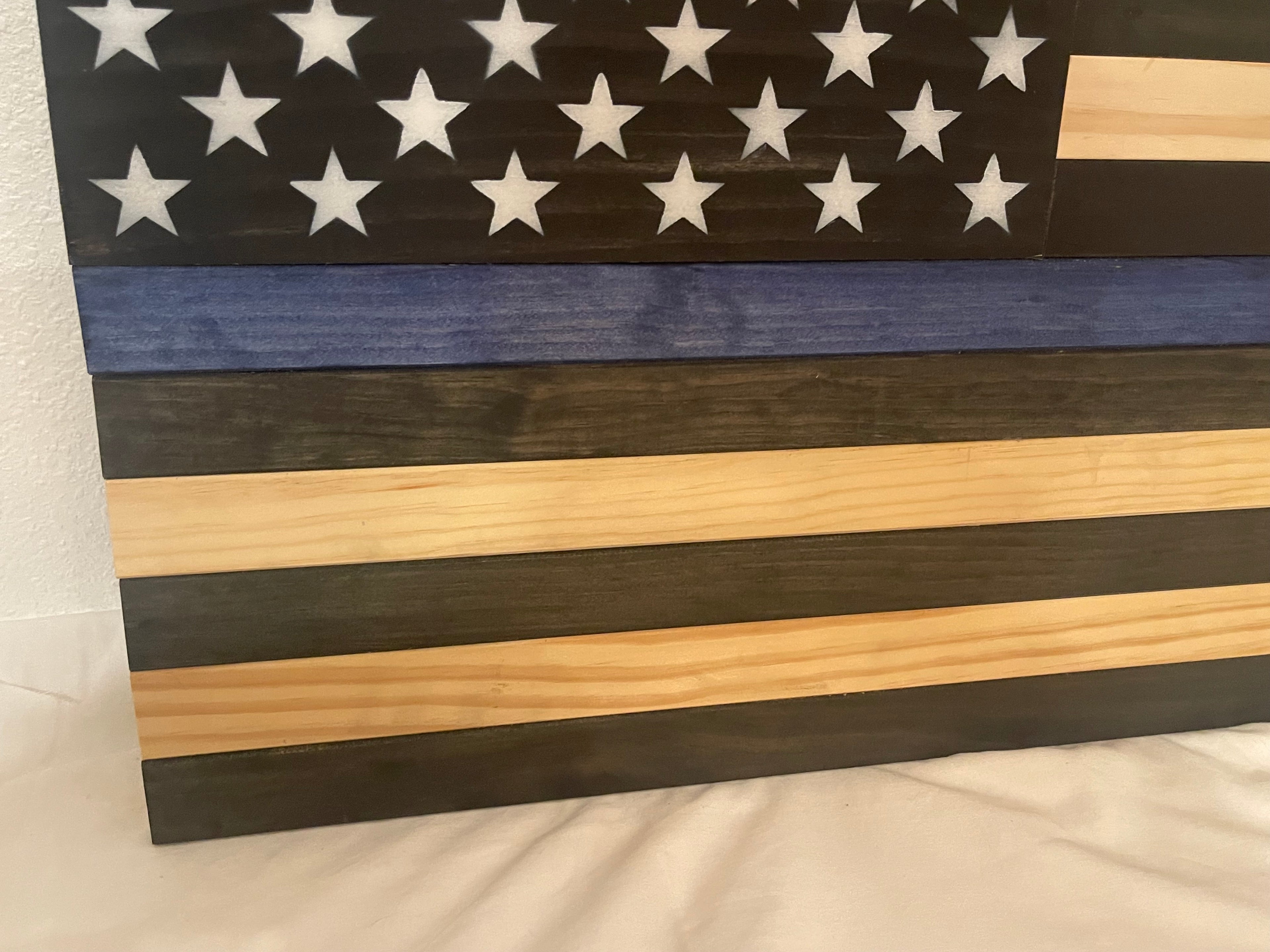 American Flag Blue Line Long Rifle 40" Inside