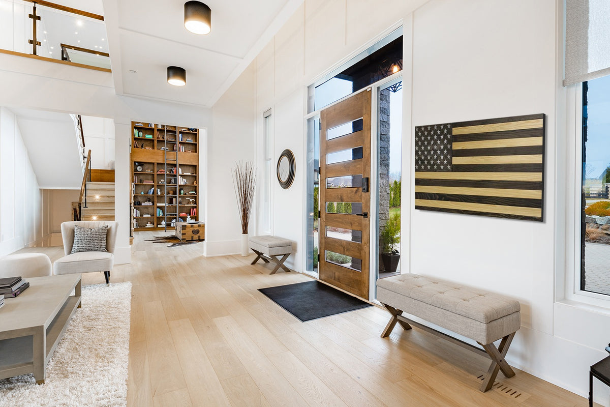 AMERICAN FLAG CONCEALMENT CABINET - BLACK AND WHITE