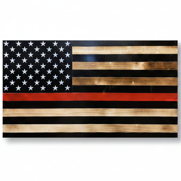 Black Burnt Red Line Concealment Flag