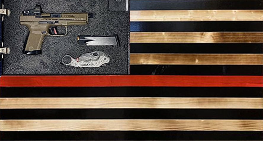 Black Burnt Red Line Concealment Flag