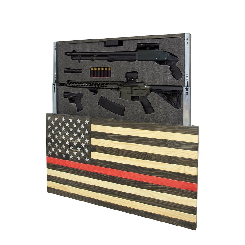 AMERICAN FLAG CONCEALMENT CABINET - RED LINE
