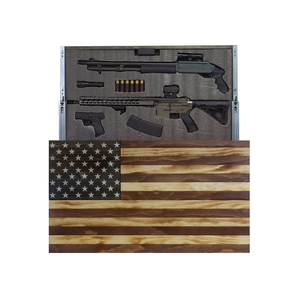 AMERICAN FLAG CONCEALMENT CABINET - TORCHED RUSTIC AMERICAN