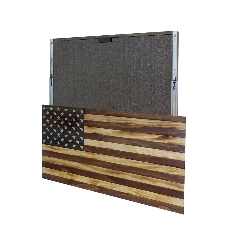 AMERICAN FLAG CONCEALMENT CABINET - TORCHED RUSTIC AMERICAN