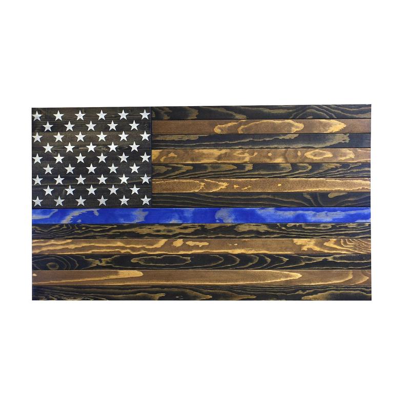 AMERICAN FLAG CONCEALMENT CABINET - Dark Rustic Blueline American Flag
